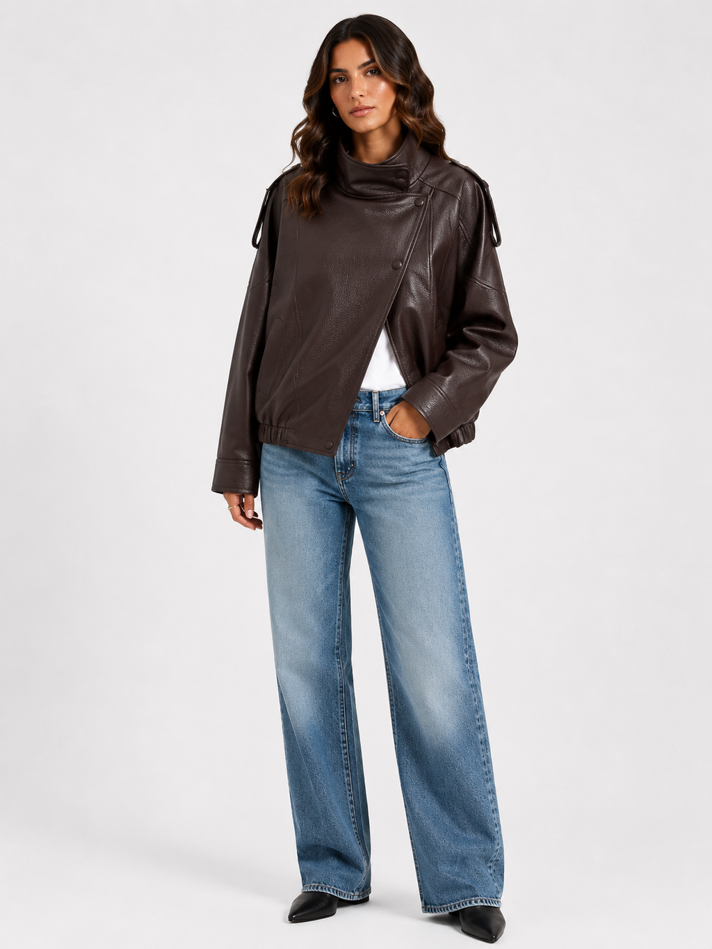 Chaqueta biker oversize de cuero sintético