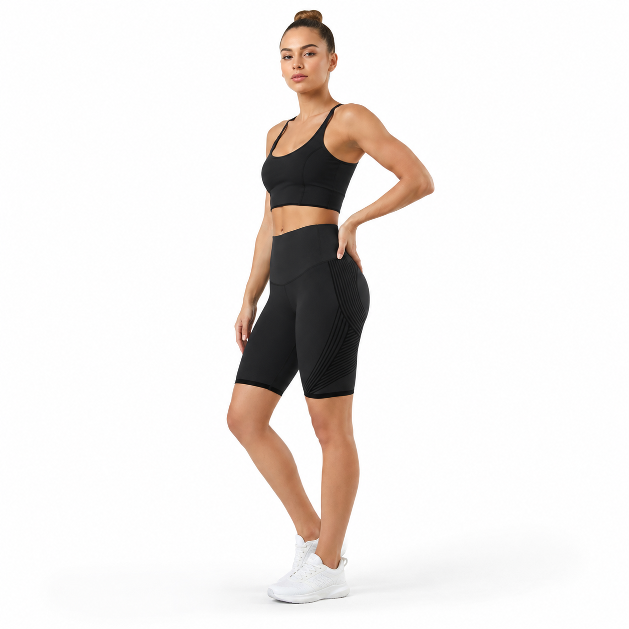 Pantalones cortos moldeadores 3D de cintura alta por encima de la rodilla