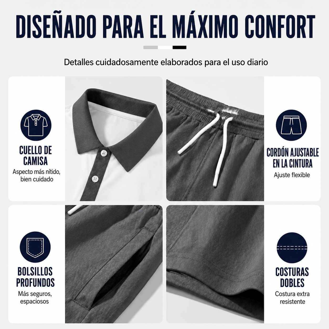 👕 Conjunto de 2 piezas (camisa y pantalones cortos) para hombre: cómodo, transpirable y versátil, ideal para el verano, el tiempo libre y los viajes ☀️🩳