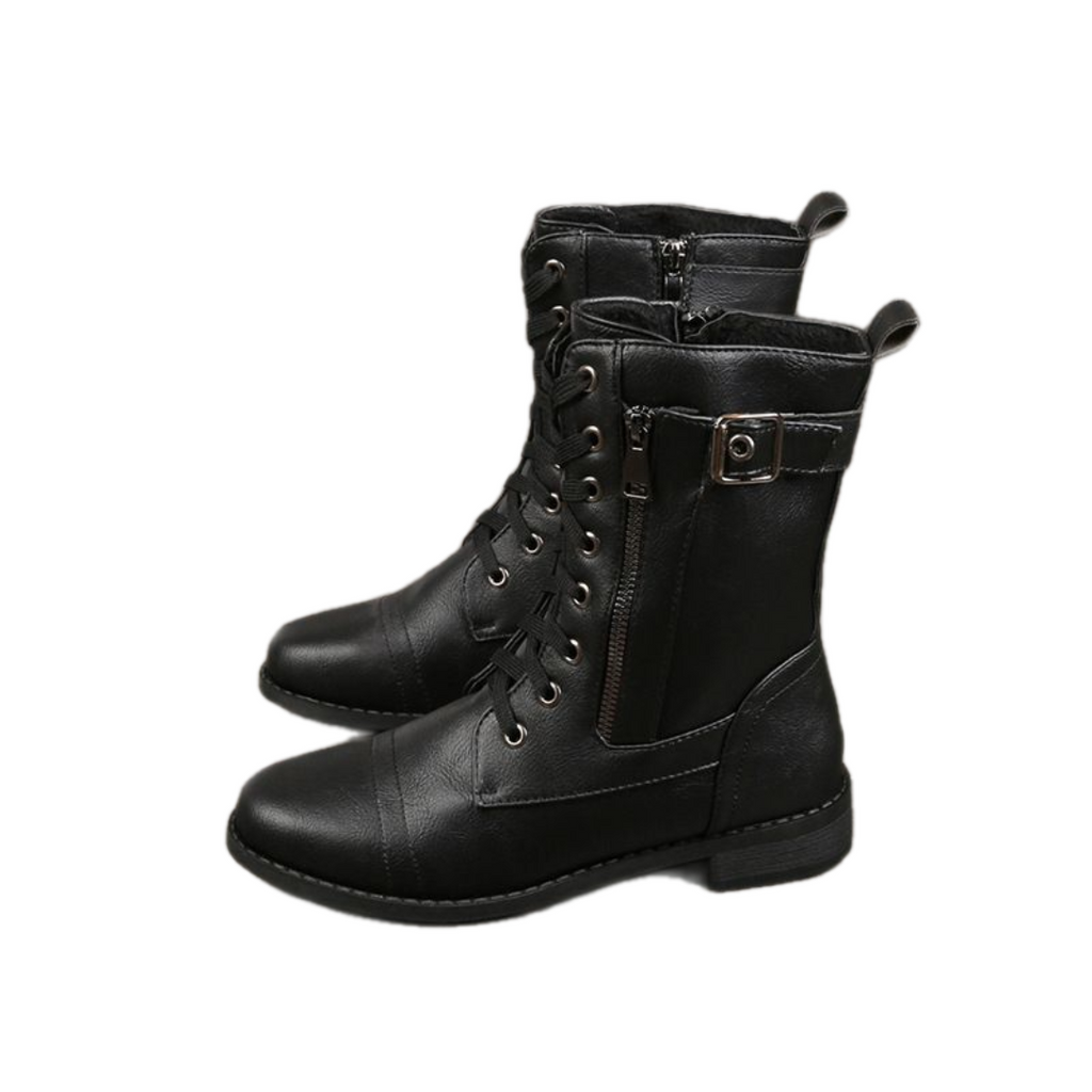 ¡49 % de descuento!🚨Botas ortopédicas de piel para mujer con puntera redonda y cremallera lateral