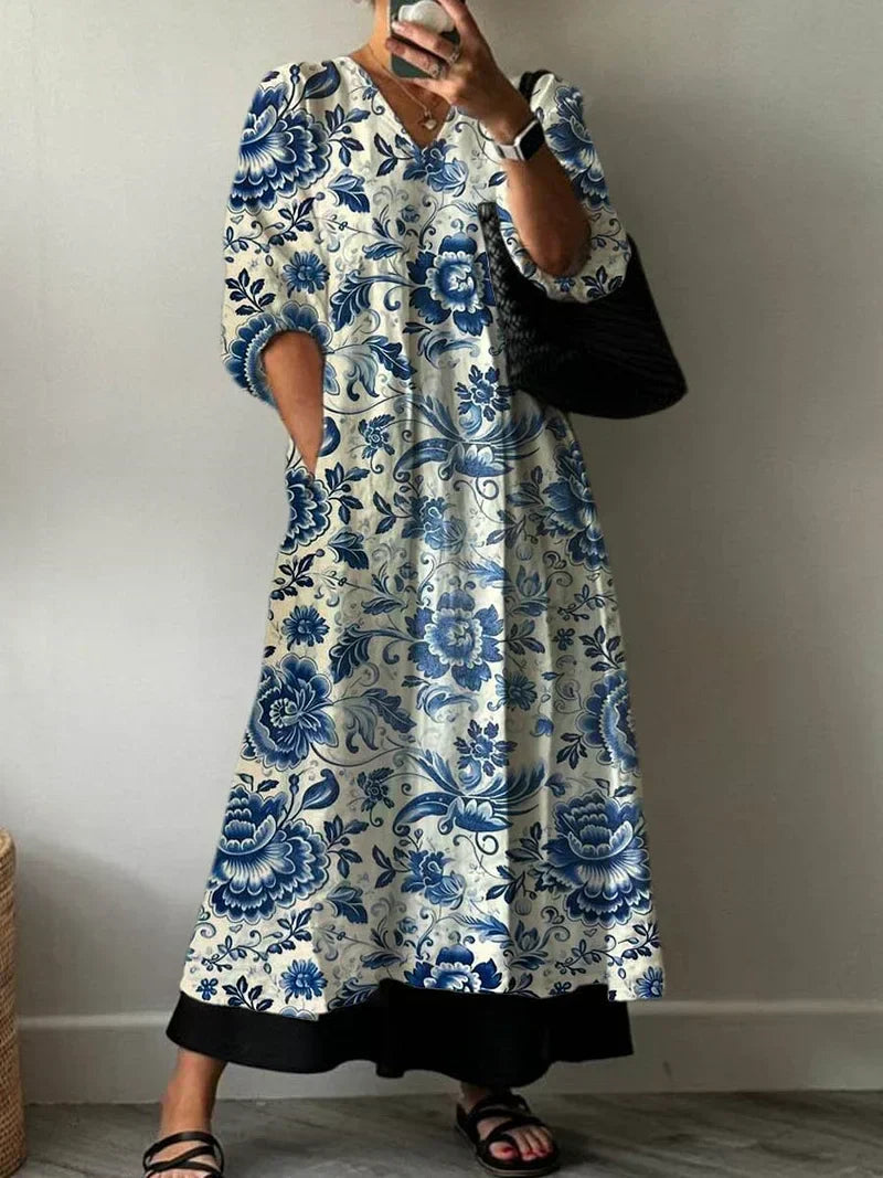 MIA™ - VESTIDO LARGO DE VERANO ELEGANTE CON ESTAMPADO FLORAL