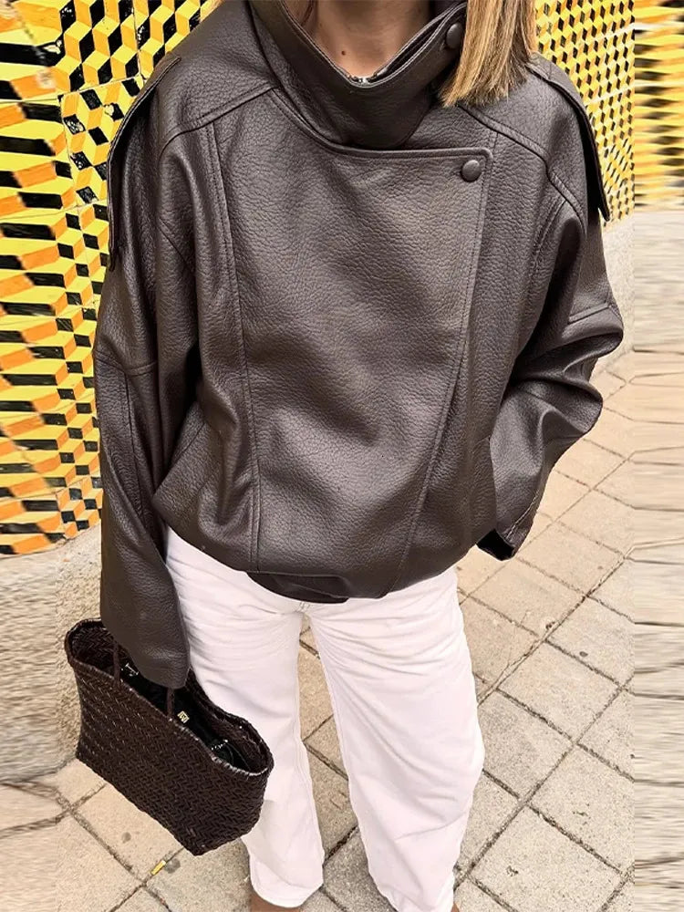 Chaqueta biker oversize de cuero sintético