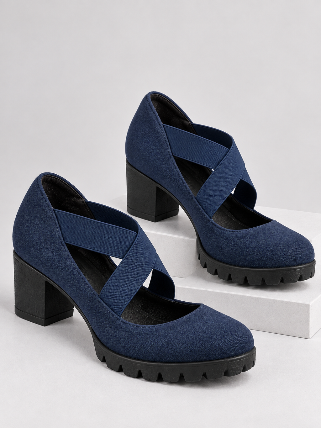 📢📢¡¡¡50 % de descuento!!!🎉✨ Zapatos de tacón para mujer con puntera redonda, tiras cruzadas, tacón grueso, plataforma y aberturas, de tacón alto