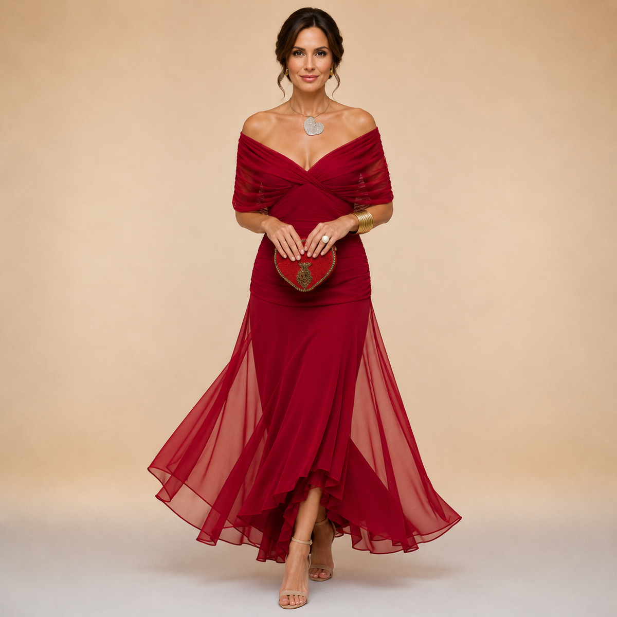Emma | Vestido largo de noche con escote en V y efecto drapeado