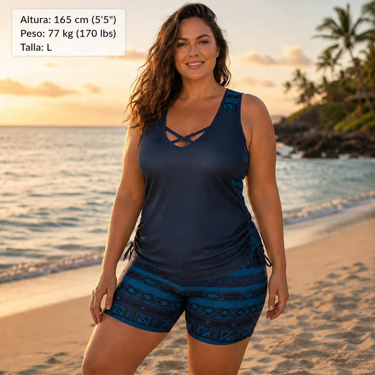 🏖️ Rebajas de verano: 60 % de descuento 🏝️🩱 Tankini de dos piezas —de corte alto con top bandeau— perfecto para la playa👙
