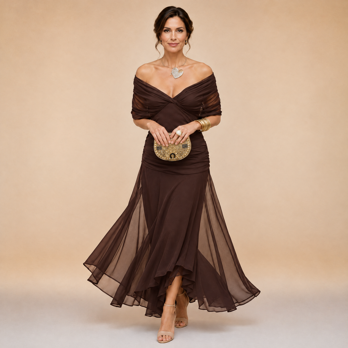 Emma | Vestido largo de noche con escote en V y efecto drapeado