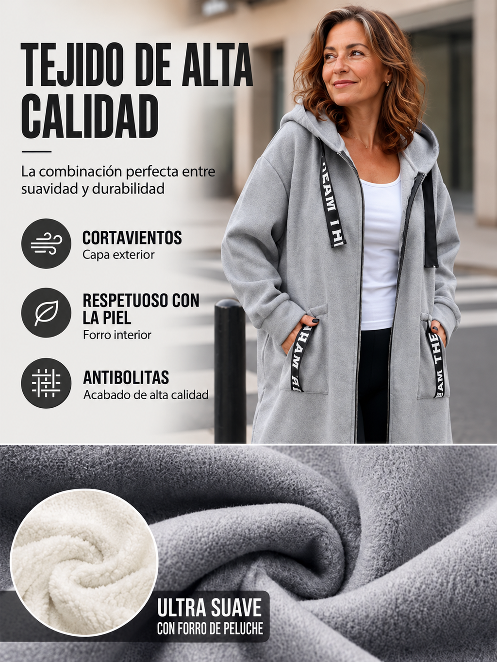 🥳💞 ¡Más de 78.000 unidades vendidas!   🧥 Abrigo sudadera oversize con capucha para mujer 🎁