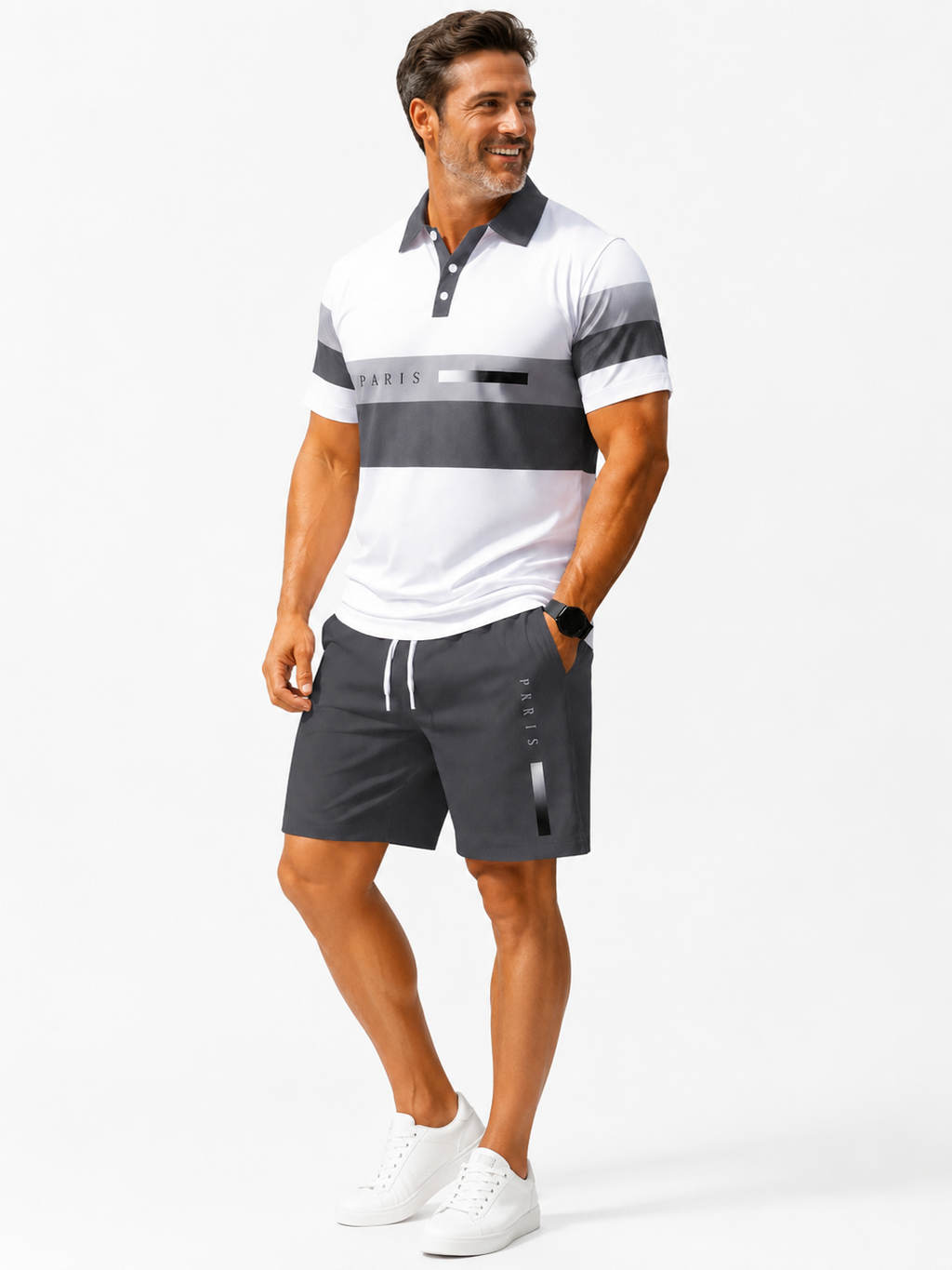 👕 Conjunto de 2 piezas (camisa y pantalones cortos) para hombre: cómodo, transpirable y versátil, ideal para el verano, el tiempo libre y los viajes ☀️🩳