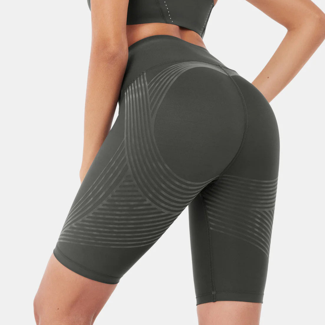 Pantalones cortos moldeadores 3D de cintura alta por encima de la rodilla