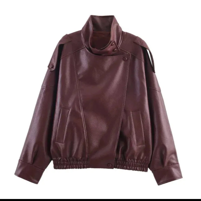 Chaqueta biker oversize de cuero sintético