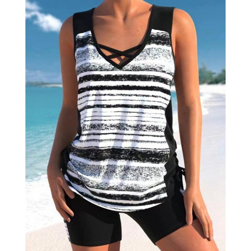 🏖️ Rebajas de verano: 60 % de descuento 🏝️🩱 Tankini de dos piezas —de corte alto con top bandeau— perfecto para la playa👙