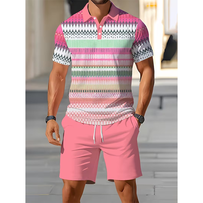 👕 Conjunto de 2 piezas (camisa y pantalones cortos) para hombre: cómodo, transpirable y versátil, ideal para el verano, el tiempo libre y los viajes ☀️🩳