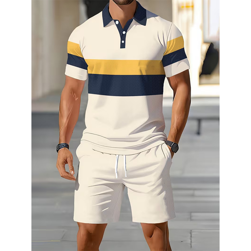 👕 Conjunto de 2 piezas (camisa y pantalones cortos) para hombre: cómodo, transpirable y versátil, ideal para el verano, el tiempo libre y los viajes ☀️🩳