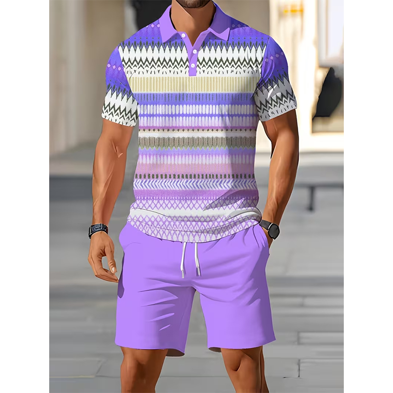 👕 Conjunto de 2 piezas (camisa y pantalones cortos) para hombre: cómodo, transpirable y versátil, ideal para el verano, el tiempo libre y los viajes ☀️🩳