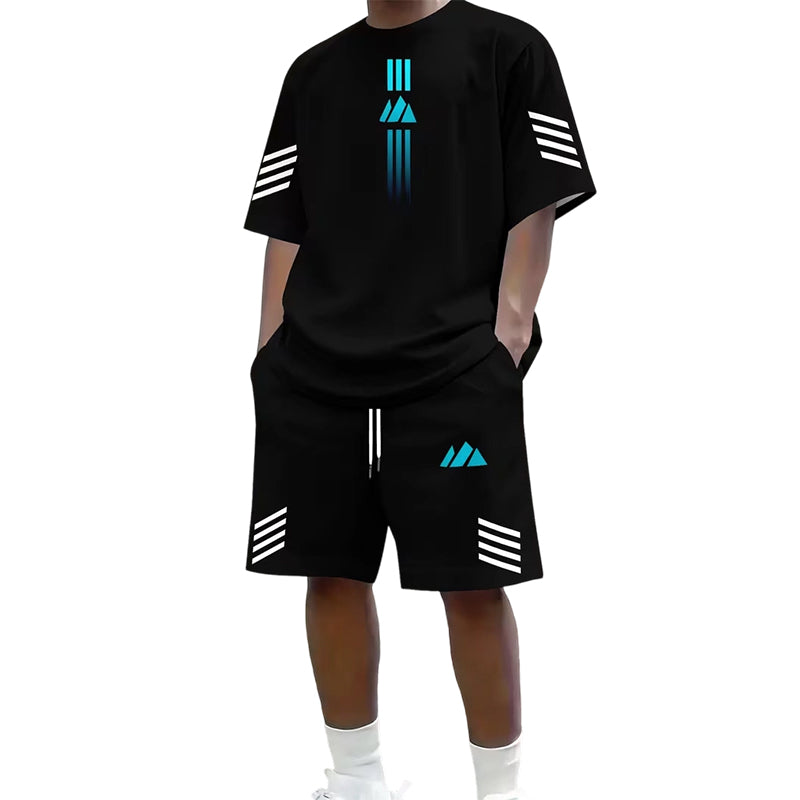 🎉 ¡DESCUENTO DEL 50 % POR TIEMPO LIMITADO! 👕 Conjunto de verano para hombre compuesto por camiseta y pantalones cortos: diseño con degradado y tejido transpirable ☀️