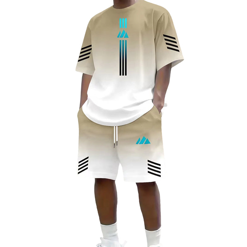 🎉 ¡DESCUENTO DEL 50 % POR TIEMPO LIMITADO! 👕 Conjunto de verano para hombre compuesto por camiseta y pantalones cortos: diseño con degradado y tejido transpirable ☀️