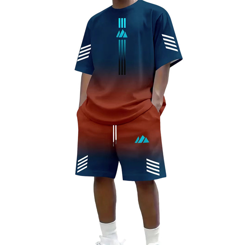 🎉 ¡DESCUENTO DEL 50 % POR TIEMPO LIMITADO! 👕 Conjunto de verano para hombre compuesto por camiseta y pantalones cortos: diseño con degradado y tejido transpirable ☀️