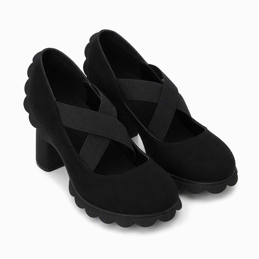 📢📢¡¡¡50 % de descuento!!!🎉✨ Zapatos de tacón para mujer con puntera redonda, tiras cruzadas, tacón grueso, plataforma y aberturas, de tacón alto