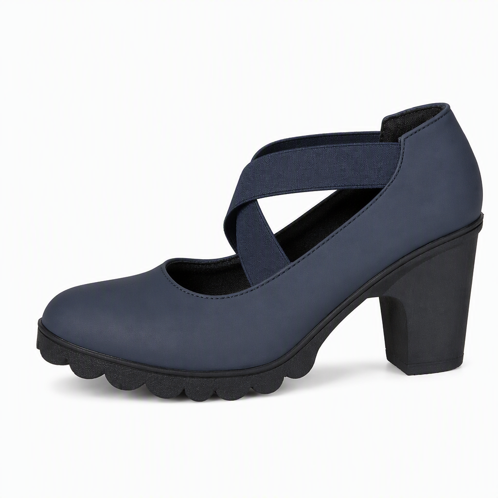 📢📢¡¡¡50 % de descuento!!!🎉✨ Zapatos de tacón para mujer con puntera redonda, tiras cruzadas, tacón grueso, plataforma y aberturas, de tacón alto